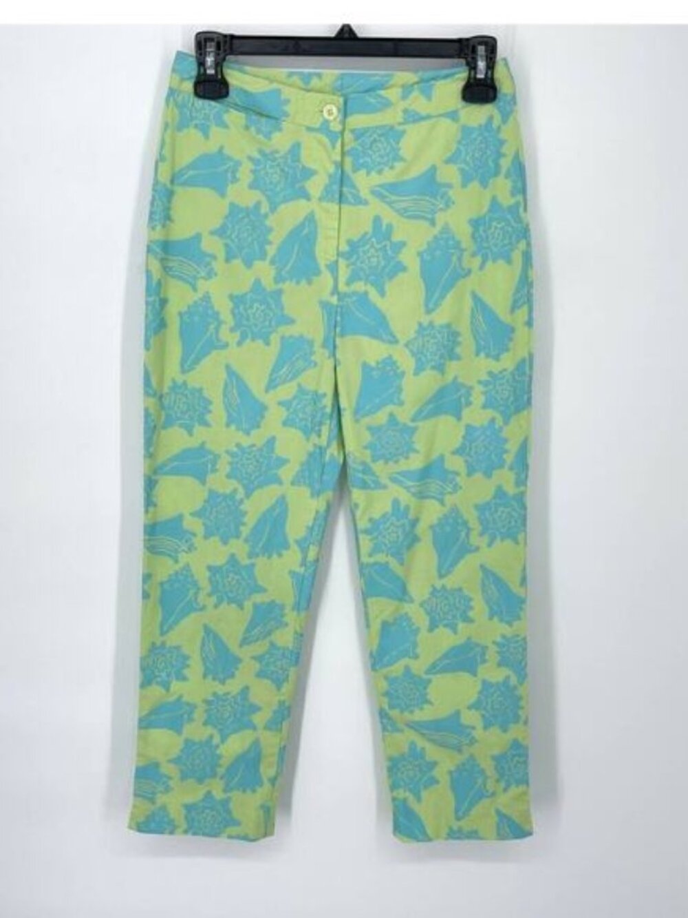 Shenanigans Turtle Cropped Tiki Pants elastic waist Sz M Pockets